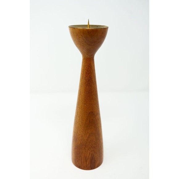 VTG MCM teak mid-century modern candlestick candle holder 9" - Picture 1 of 5